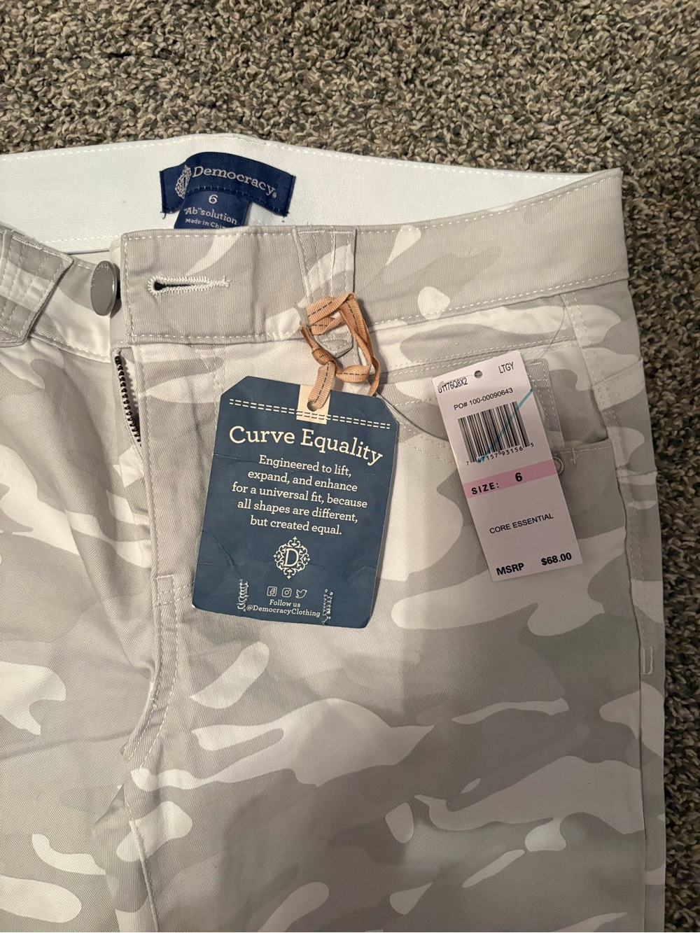 Democracy Light Gray & Off-White Camo Curve Equality Pants